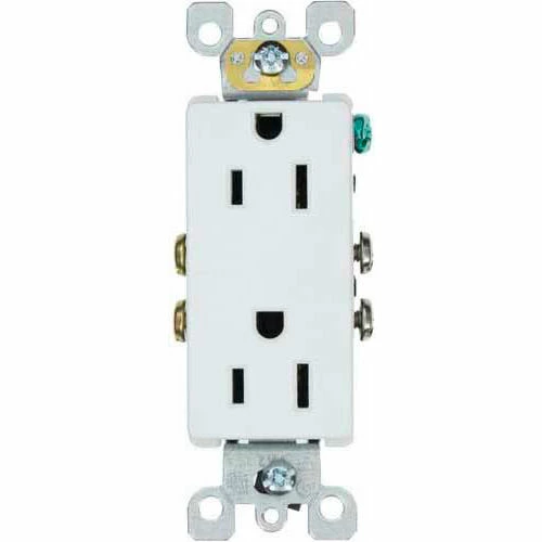 Leviton 5325-SW 15A, 125V, Decora Duplex Receptacle, Residential Grade, Self Grounding, White - Pkg Qty 10 3 Leviton 5325-SW 15A, 125V, Decora Duplex Receptacle, Residential Grade, Self Grounding, White - Pkg Qty 10