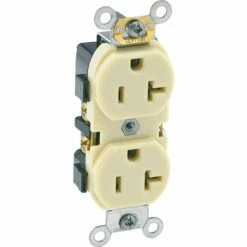 Leviton 5342-I 20a, 125v, Duplex Receptacle, Ivory - Pkg Qty 10