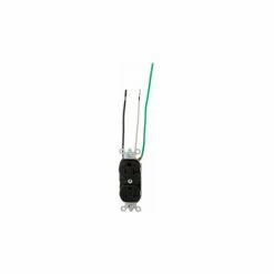 Leviton 5362-Le 20a, 125v, Duplex Receptacle, Grounding, Black - Pkg Qty 10