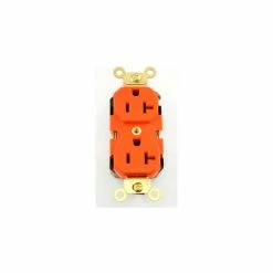 Leviton 5362-SO Duplex Receptacle, Straight Blade, Contractor Pack, Orange - Pkg Qty 10