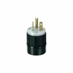 Leviton 5466-C 20A, 250V, NEMA 6-20P, 2P, 3W, Plug, Grounding, Black-White - Pkg Qty 10