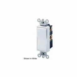 Leviton 5614-2w 15a, 120/277v, Decora Rocker, Illuminated Off, 4-Way Ac Quiet Switch, Wht - Pkg Qty 10