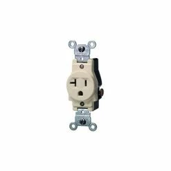 Leviton 5801-T 20A, 125V, NEMA 5-20R, 2P, 3W, Single Recpt., Grounding, Lt. Alm. - Pkg Qty 10