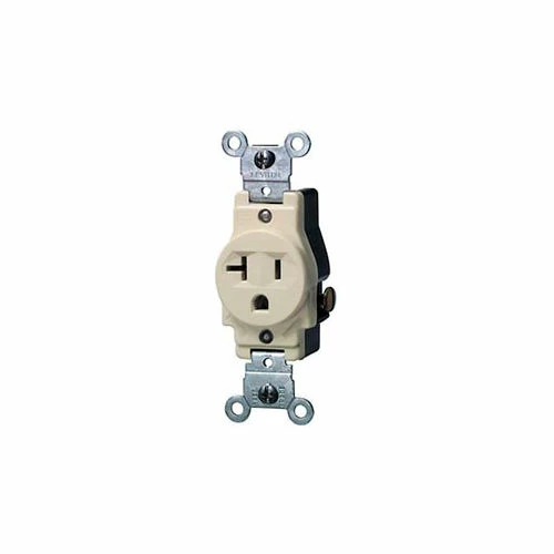 Leviton 5801-T 20A, 125V, NEMA 5-20R, 2P, 3W, Single Recpt., Grounding, Lt. Alm. - Pkg Qty 10 3 Leviton 5801-T 20A, 125V, NEMA 5-20R, 2P, 3W, Single Recpt., Grounding, Lt. Alm. - Pkg Qty 10
