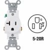 Leviton 5801-W 20A, 125V, NEMA 5-20R, 2P, 3W, Single Recpt., Grounding, White - Pkg Qty 10 1 Leviton 5801-W 20A, 125V, NEMA 5-20R, 2P, 3W, Single Recpt., Grounding, White - Pkg Qty 10 -Switches, Receptacles & Sensors Sales LEV 5801 W