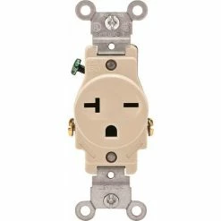 Leviton 5821-T 20A, 250V, NEMA 6-20R, 2P, 3W, Single Recpt., Grounding, Lt. Alm. - Pkg Qty 10