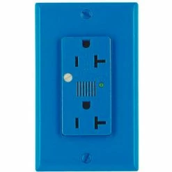 Leviton 7380-B Decora Duplex Surge Suppressor Receptacle Audible Alarm 20a, Blue