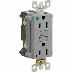 Leviton GFNT1-HFG 15A, 125V, SmartlockPro Slim Self-Test GFCI Receptacle, Hospital Grade, Gray