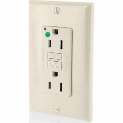 Leviton GFNT1-HFT 15A, 125V, SmartlockPro Self-Test GFCI Receptacle, Hospital Grade, Light Almond
