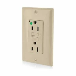 Leviton GFNT1-HFI 15A, 125V, SmartlockPro Slim Self-Test GFCI Receptacle, Hospital Grade, Ivory