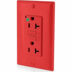 Leviton GFNT2-HGR 20A SmartlockPro Self-Test GFCI Recpt, Hospital Grade, Red