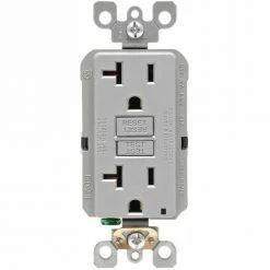 Leviton GFNT2-GY 20A SmartlockPro Self-Test GFCI Duplex Recpt, Ind Light, Wire Leads, Gray