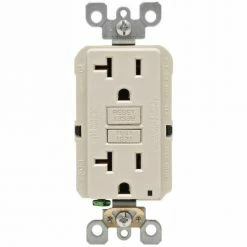 Leviton GFNT2-T 20A SmartlockPro Self-Test GFCI Duplex Recpt, Ind Light, Wire Leads, Light Almond