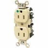 Leviton 8200-I 15a, 125v, 2p, 3w, Duplex Rcpt, Str. Blade, Self Grounding, Ivory - Pkg Qty 10 -Switches, Receptacles & Sensors Sales LEV 8200 I
