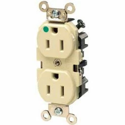 Leviton 8200-I 15a, 125v, 2p, 3w, Duplex Rcpt, Str. Blade, Self Grounding, Ivory - Pkg Qty 10
