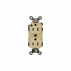 Leviton 8200-Pli 15a, 125v, Duplex Receptacle, Self Grounding, Ivory - Pkg Qty 10
