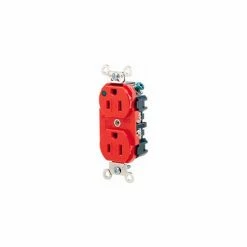 Leviton 8200-Plr 15a, 125v, Duplex Receptacle, Self Grounding, Red - Pkg Qty 10