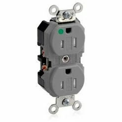 Leviton 8200-Sgg 15a, 125v, 2p, 3w, Duplex Rcpt, Str. Blade,Self Grounding, Gray - Pkg Qty 10