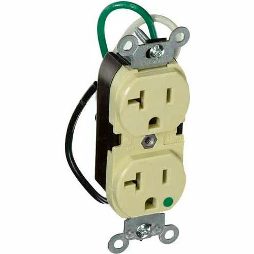Leviton 8300-Li 20a, 125v, Slim Body Duplex Receptacle, Grounding, Ivory - Pkg Qty 10 3 Leviton 8300-Li 20a, 125v, Slim Body Duplex Receptacle, Grounding, Ivory - Pkg Qty 10