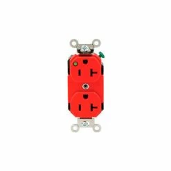 Leviton 8300-Plr 20a, 125v, Duplex Receptacle, Self Grounding, Red - Pkg Qty 10