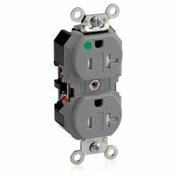 Leviton 8300-Sgg Duplex Receptacle, Straight Blade, Self Grounding, Gray - Pkg Qty 10