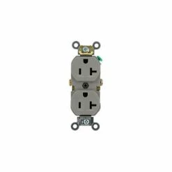 Leviton BR20-GY 20A, 125V, Duplex Receptacle, Self Grounding, Gray - Pkg Qty 10