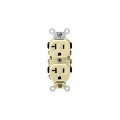 Leviton BR20-I 20A, 125V, Duplex Receptacle, Self Grounding, Ivory - Pkg Qty 10