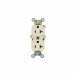 Leviton BR20-T 20A, 125V, Duplex Receptacle, Self Grounding, Light Almond - Pkg Qty 10