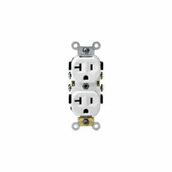 Leviton BR20-W 20A, 125V, Duplex Receptacle, Self Grounding, White - Pkg Qty 10