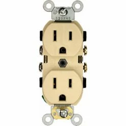 Leviton CR015-I 15A, 125V, Slim Body Duplex Receptacle,, Ivory - Pkg Qty 10
