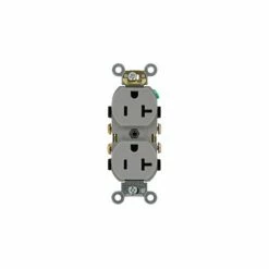 Leviton CR020-GY 20A, 125V, Slim Body Duplex Receptacle, Gray - Pkg Qty 10