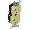 Leviton CR020-I 20A, 125V, Slim Body Duplex Receptacle, Ivory - Pkg Qty 10 -Switches, Receptacles & Sensors Sales LEV CR020 I