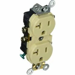 Leviton CR020-I 20A, 125V, Slim Body Duplex Receptacle, Ivory - Pkg Qty 10