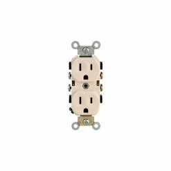 Leviton CR15-T 15 Amp-125 Volt, Duplex, Straight Blade Receptacle, Light Almond - Pkg Qty 10