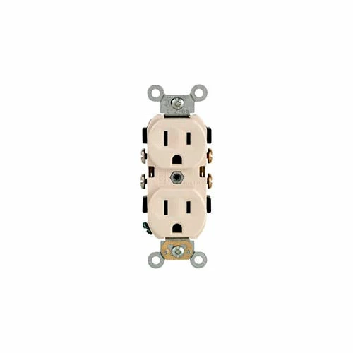 Leviton CR15-T 15 Amp-125 Volt, Duplex, Straight Blade Receptacle, Light Almond - Pkg Qty 10 3 Leviton CR15-T 15 Amp-125 Volt, Duplex, Straight Blade Receptacle, Light Almond - Pkg Qty 10
