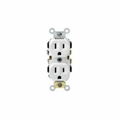 Leviton CR15-W 15A, 125V, Duplex Receptacle, Self Grounding, White - Pkg Qty 10