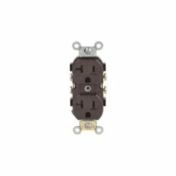Leviton CR20 20A, 125V, Duplex Receptacle, Self Grounding, Brown - Pkg Qty 10