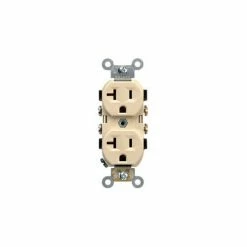 Leviton Commercial Grade Self Grounding Narrow Body Duplex Receptacle, 125V, Ivory - Pkg Qty 10