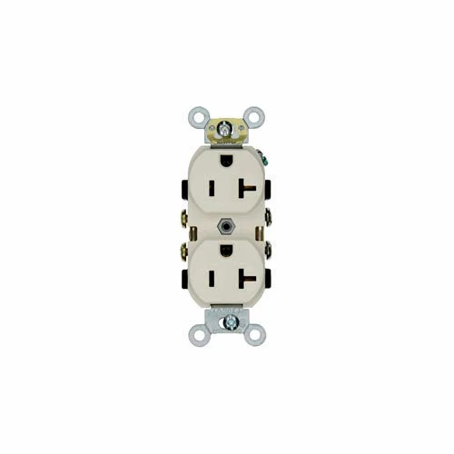 Leviton CR20-T 20A, 125V, Duplex Receptacle, Self Grounding, Light Almond - Pkg Qty 10 3 Leviton CR20-T 20A, 125V, Duplex Receptacle, Self Grounding, Light Almond - Pkg Qty 10