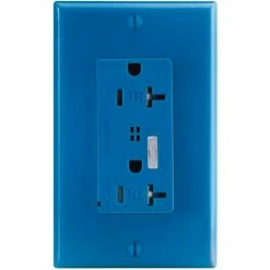 Leviton T7380-B Tamper Resistant Surge Prot. Decora Duplex Recpt, 20a, Blue