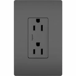 Legrand® Radiant® Tamper Resistant Outlet, Double Pole, 15A, 125V, Black - Pkg Qty 10