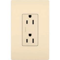 Legrand® Radiant® Tamper Resistant Outlet, Double Pole, 15A, 125V, Light Almond - Pkg Qty 10