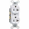Legrand® Commercial Spec Grade Receptacle W/ Side Wire, Double Pole, 20A, 125V, White - Pkg Qty 10 -Switches, Receptacles & Sensors Sales LG7 CR20W 1