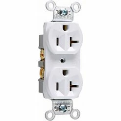 Legrand® Commercial Spec Grade Receptacle W/ Side Wire, Double Pole, 20A, 125V, White - Pkg Qty 10