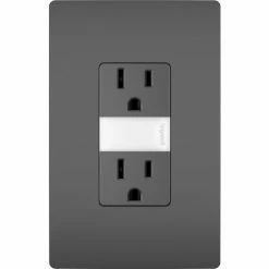 Legrand® Radiant® Outlet W/ Night Light, 15A, Black - Pkg Qty 6