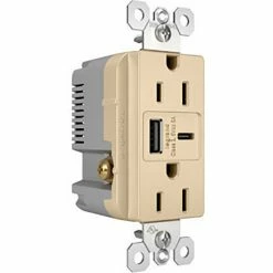 Legrand® Radiant® Ultra Fast USB Type AC Outlet, 15A, Ivory - Pkg Qty 10