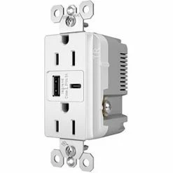 Legrand® Radiant® Ultra Fast USB Type AC Outlet, 15A, White - Pkg Qty 10