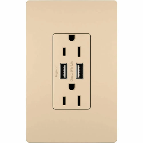 Legrand® Duplex USB 3.1 Outlet, 15A, Ivory 3 Legrand® Duplex USB 3.1 Outlet, 15A, Ivory