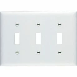 Legrand® Trademaster® Toggle Switch Opening Wall Plate W/ Three Gangs, White - Pkg Qty 15