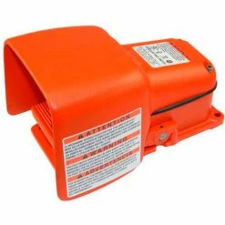 Linemaster 531-SWHO Hercules Foot Switch W/Oversized Shield, Momentary, Orange, Cast Iron/Aluminum